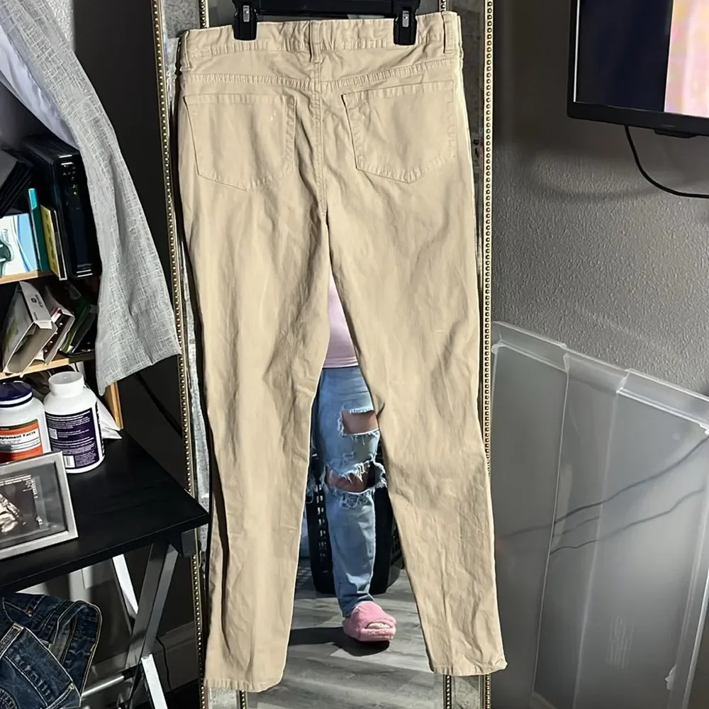 Justice girls plus adjustablee waist khaki pants mid rise super skinny size 16